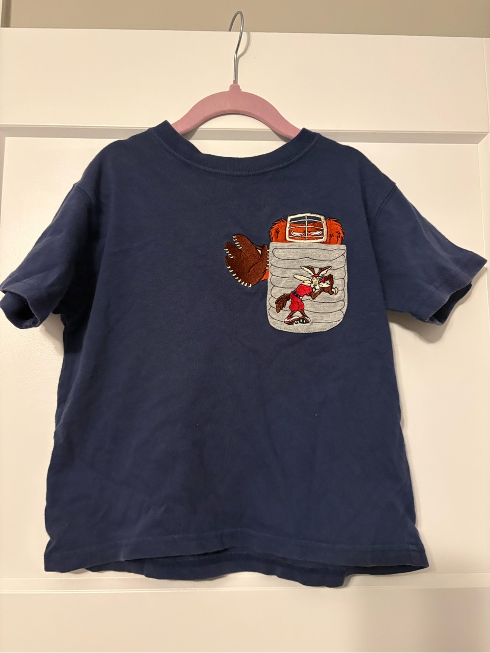 Warner Bros. Navy Short-Sleeve Tee with Pocket Character Patch